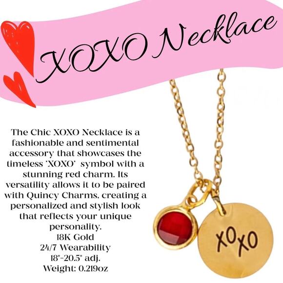 New Plunder "XOXO" 18K Gold Engraved Necklace (18"-20.5") (24/7 Wearability) - Picture 3 of 6